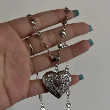 Romantic Heart Locket Pendant Openable Female Silver Color Stainless Steel Photo Frame Charm Necklace for Women Men Jewelry Gift 4