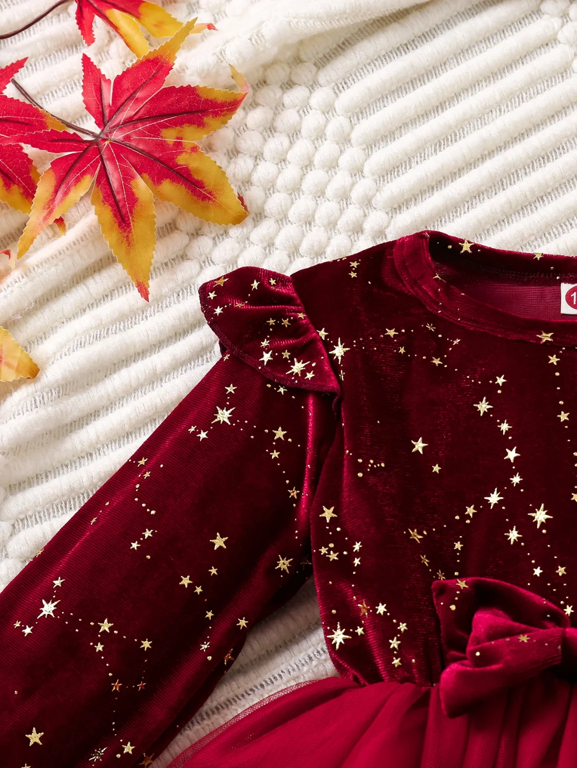 Toddler Girl Party Dress Autumn Winter 1-8 Years Children Christmas And New Year Princess Dress Red Velvet Gown Stars Mesh Dress 4
