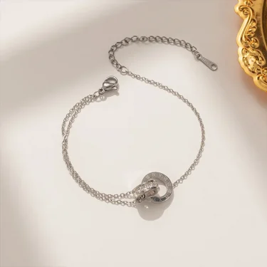 Luxury Gold Plated Stainless Steel Dazzling Zircon Bracelet for Women Girls Roman Number Design Fashion Charm Party Jewelry Gift 5