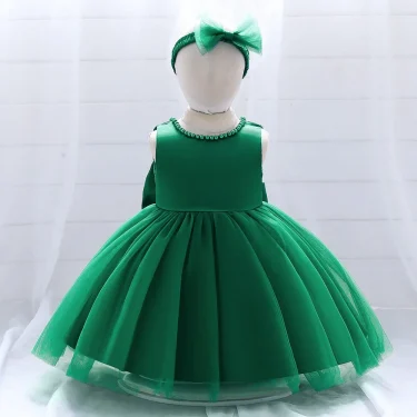 Toddler Baby Girl Dress for 1st Birthday Christening Party Gown Backless Big Bow Beading Wedding Princess Dress Baptism Clothes 5