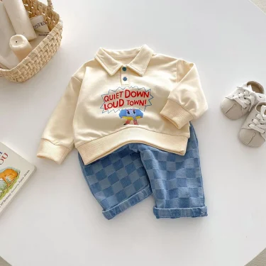 MILANCEL 1-5Y Children Jeans Boys Denim Pants Mid Waist Girls Trousers Fashion Kids Plaid Pants 2