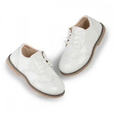 New Children's Leather Shoes Anti-Slip Waterproof Casual Shoes Boys Girls Lace-Up Solid Color Sneakers Young Children's Shoes 2