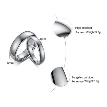 Vnox Anti Scratch Tungsten Wedding Rings for Women Men Simple Classic Wedding Bands for Couples Basic Jewelry 5