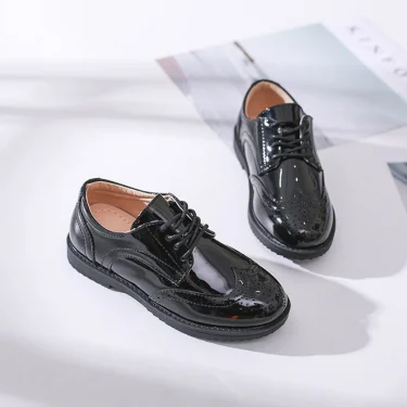 Kids Shoes For Boys Genuine Leather Shoes For Kids Wedding School Show Dress Flats Light Classic Black Children Loafer Moccasins 4