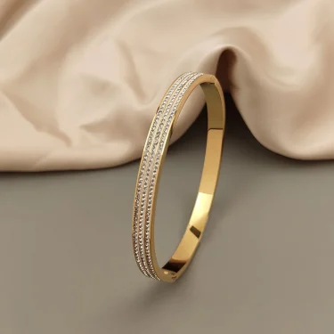 Classic Gypsophila Zircon Stainless Steel Gold Plated Bracelet, High Quality Silver Bracelet for Women, Wedding Party Jewelry 1