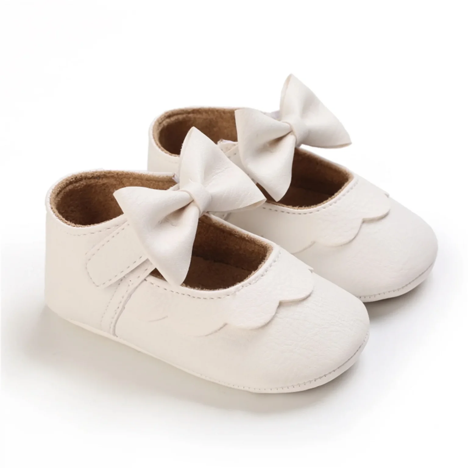 Baby Girls Shoes Mary Jane Flats Princess Bowknot Dress Shoes PU Anti-slip Soft Sole First Walkers Crib Shoes for Infants 4