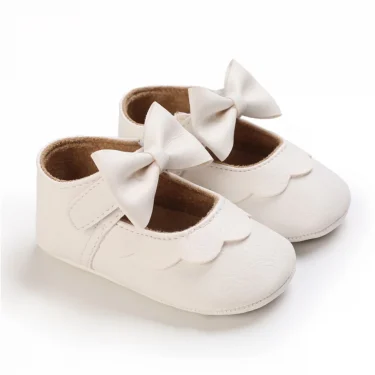 Baby Girls Shoes Mary Jane Flats Princess Bowknot Dress Shoes PU Anti-slip Soft Sole First Walkers Crib Shoes for Infants 4