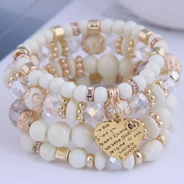 DIEZI Bohemian White Crystal Beads Strand Bracelets For Women Girls Ethnic Tree Of Life Charm Wrap Bracelet Pulseira Feminina 2