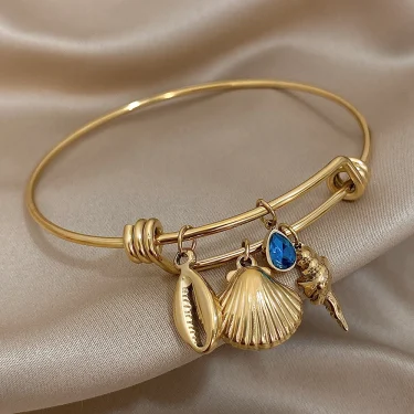 Greatera Gold Color Conch Shell Charm Stainless Steel Adjustable Bracelets Bangles for Women Ocean Animal Bracelet Beach Jewelry 1