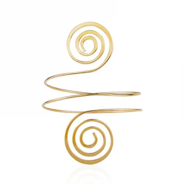 Upper Arm Bracelet Metal Coil Swirl Spiral Shape Armband Cuff Fashion Simple Arm Bangle Armlet Adjustable for Women Girl 3