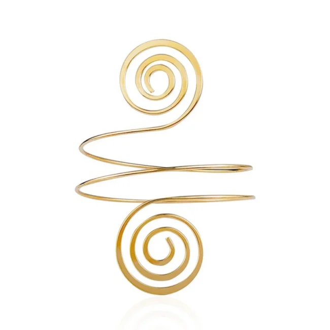 Upper Arm Bracelet Metal Coil Swirl Spiral Shape Armband Cuff Fashion Simple Arm Bangle Armlet Adjustable for Women Girl 3
