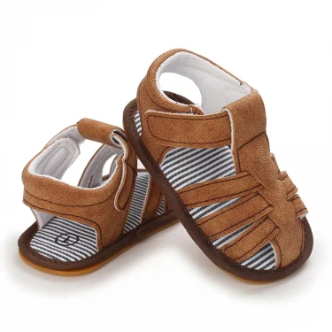 2025 NEW 0-18Months Kids Newborn Baby Boys Fashion Summer Soft Crib Shoes First Walker Anti Slip Sandals Shoes Soft Sole 4