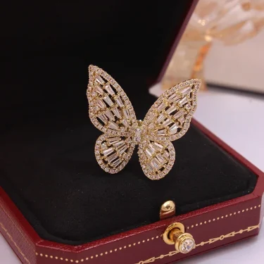 New Sight New Fashion Brand Jewelry Zirconia Butterfly Engagement Rings for Women Gift Adjustable Open Wedding Rings 6