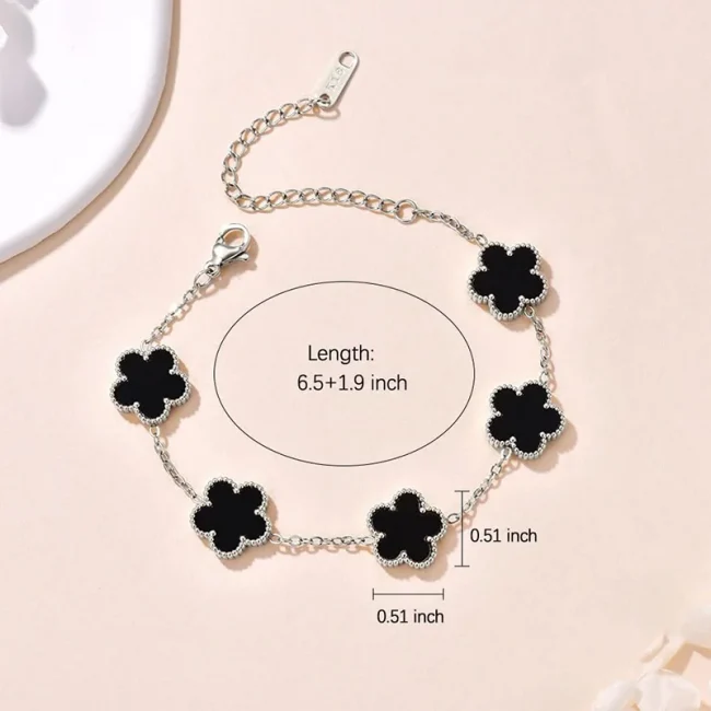 Lucky Clover Women's Hand Bracelets Double Sided Flowers Jewellery Gifts Stainless Steel Bracelet Gold Plated Bracelets Man 2