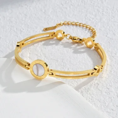 Fashion Bracelet For Women Black Acrylic Stainless Steel Couple Bracelet Carved Roman Numerals Girl Gift Hot Sale 2