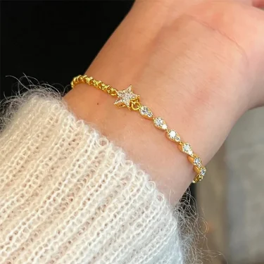 Foxanry Sparkling Zircon Star Geometric Bracelet For Women Girl Fashion Heavy Industry Exquisite Elegant Engagement Jewelry Gift 5