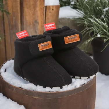 Newborn Baby Boy Girl Soft Fleece Booties Stay On Infant Slippers Socks Shoe Non Skid Gripper Toddler First Walkers Winter Ankle 3