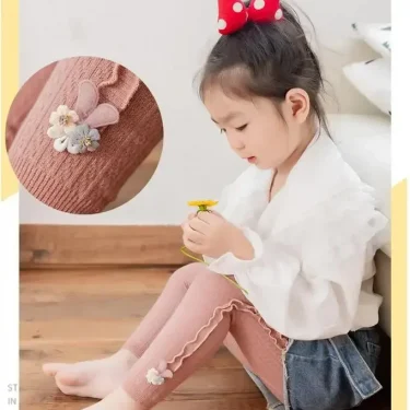 Girls Leggings Knitting Rabbit Girls Pants Soild Color Baby Pants Kids Children Leggings 0-7 Years Legings for Girls 5