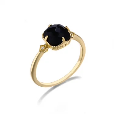 Foxanry Gold Color Black Zircon Rings For Women Couples Minimalist Fashion Classic Elegant Vintage Engagement Jewelry Gifts 2