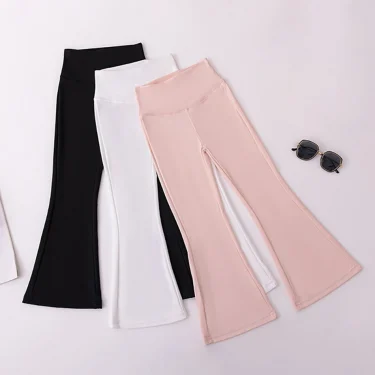 Stylish Children High Waisted Slimming Comfortable Bootcut Leggings Suitable Girls Spring and Autumn Wardrobe with Flared Edge 1