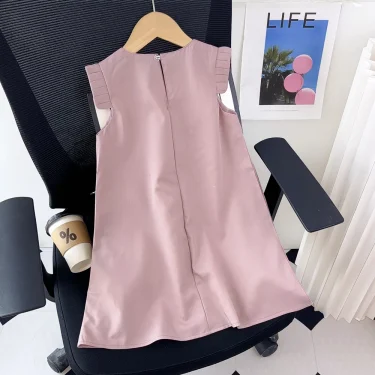 Kids Dresses for Girls 3D White Flower Princess Dress Girls' Pink Clothes Summer New Casual Vest Dress Flower Girl Dresses 3