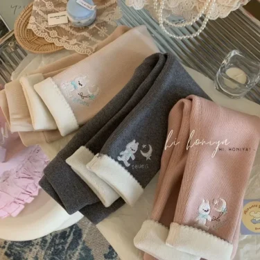 Girls Fleece Leggings Autumn WInter Korean Velvet Warm Pants 1-6Years Old Girl Casual Thicken Trousers 2
