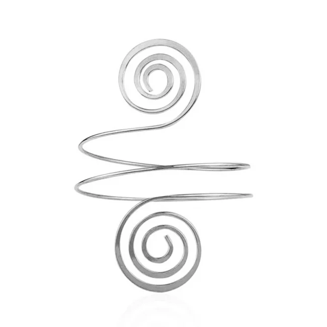 Upper Arm Bracelet Metal Coil Swirl Spiral Shape Armband Cuff Fashion Simple Arm Bangle Armlet Adjustable for Women Girl 4