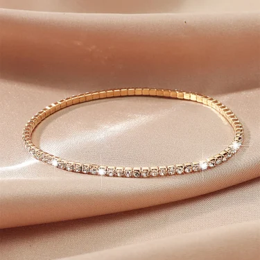 1Pieces of Ladies Transparent Shiny Crystal Bracelet 27 Colors Full Rhinestone Elastic Bracelet Women Wristband Bracelet Gift 1