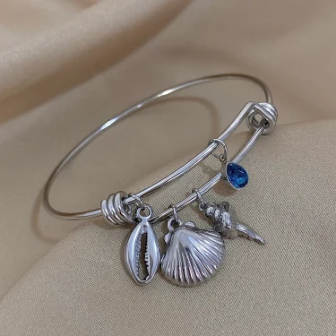 Greatera Gold Color Conch Shell Charm Stainless Steel Adjustable Bracelets Bangles for Women Ocean Animal Bracelet Beach Jewelry 5