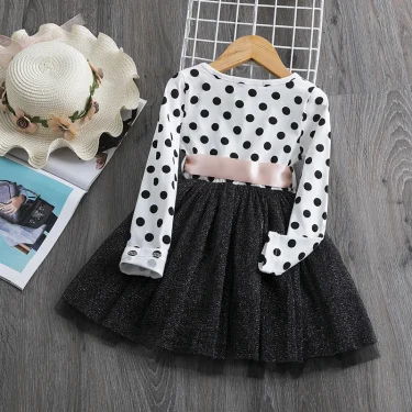 Kids Spring Clothes for Long Sleeves New Children's Clothings Girls Party Autumn Mesh Dresses for Girls 3-8Y Kid Casual Costumes 5