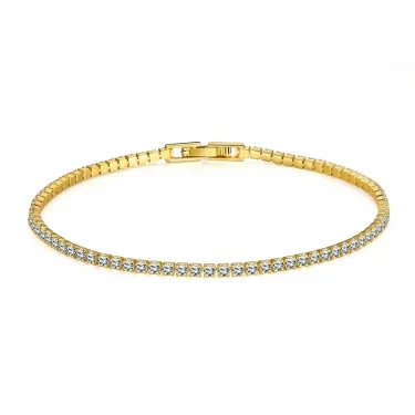 Sterling 925 Silver Jewelry 16cm to 19cm Tennis Bracelet 2mm Zirconia Anniversary Gift Genuine Sterling Silver Bracelet 1