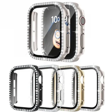 Bling Case for Apple Watch SE/6/5/4 40MM 44MM Protective Case+Glass Screen Protector iWatch Series 7/8/9/10 41MM 45MM 42MM 46MM 1