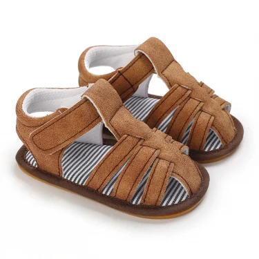 2025 NEW 0-18Months Kids Newborn Baby Boys Fashion Summer Soft Crib Shoes First Walker Anti Slip Sandals Shoes Soft Sole 2