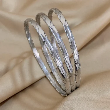 3Pcs/set Gold Color Plain Circle Bracelets Stainless Steel Bangle for Women Cuff Wristband Stackable Waterproof Jewelry Gifts 5
