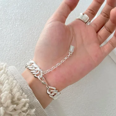 100% Solid 925 Sterling Silver Metal Bracelet for Women Men Vintage Handmade Simple Chain Bracelet Birthday Gift S-B451 3