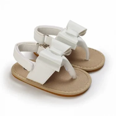 Classic Leather Baby Sandals Baby Boys Baby Girls Non-slip Solid Color Bow Baby Walking Soft Rubber Bottom Hundred Garden Shoes 5