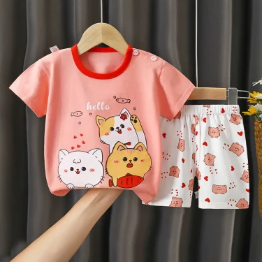 girls clothes set Short Sleeve 2pcs Tshirt+Short 1 2 3 Years Old Summer New Clothing Girls Casual Loose Thin clothes 4