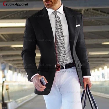 (One Blazer) Formal Pink Suit Blazers for Men Groom Wedding Suit Jacket Slim Fit Tailor-made Business Tuxedo Fashion Casual Coat 4