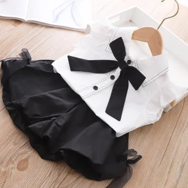 Girls Set Baby Summer Clothes New Bow Top + Shorts 2 Piece Set Children Clothes Girl 5