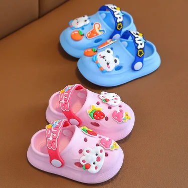 Summer Kids Sandals Hole Children's Shoes Slippers Soft Anti-Skid Cartoon DIY Design Hole Baby Shoes Sandy Beach For Boys Girls 2
