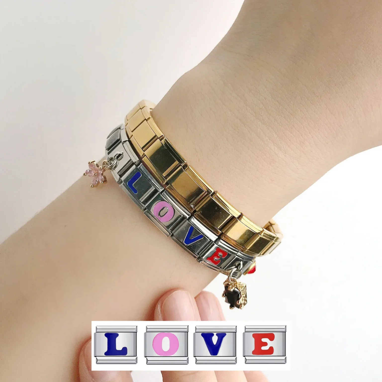New Women's Jewelry Italian Elastic Charm Bracelet Fashion Italian Links 9mm Width Bracelet Stainless Steel Jewelry DIY Making 3