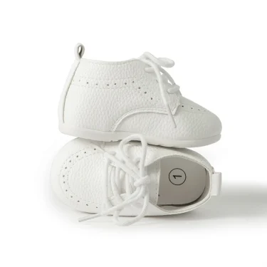 Meckior New Baby Shoes Retro Leather Boy Girl Shoes Toddler Rubber Sole Anti-slip First Walkers Newborn Infant Baby Crib Shoes 4