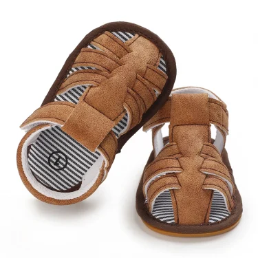 2025 NEW 0-18Months Kids Newborn Baby Boys Fashion Summer Soft Crib Shoes First Walker Anti Slip Sandals Shoes Soft Sole 5