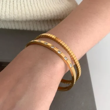 Greatera Trendy Gold Plated 316L Stainless Steel Bangles Bracelets for Women Delicate Cubic Zirconia Bracelet Party Jewelry 2024 3