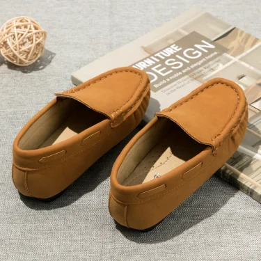 Spring Summer Kids Shoes Boy Girl Casual Shoes Breathable Brown Rubber Sole Children's Boys Girls Flat Leather Shoes Moccasins 6