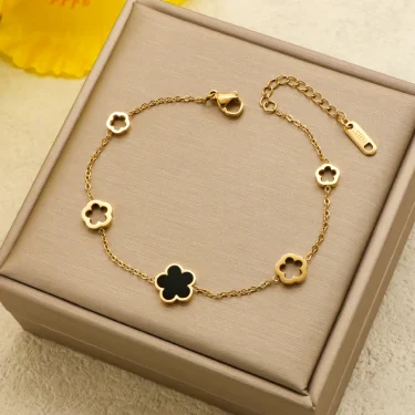 1 Piece Trendy Stainless Steel Shell Plum Flower Bohemia Party Bracelet For Women Original Design Bangle Jewelry 1