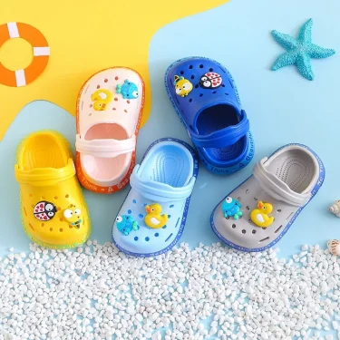 Summer Kids Sandals Children Hole Shoes Slippers Soft Non-slip Cartoon DIY Design Beach Sandy Slipper Shoe for Boys Girls 4