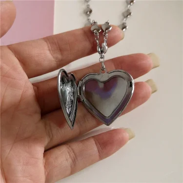 Gothic Black Peach Heart Star Pendant Necklace For Women Men Sliver Color Love Short Choker Punk Y2K Charms Jewelry Accessories 2