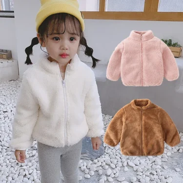 1pcs Boys Girls Autumn Coat Children Winter Thermal Fleece Jacket Kids Coats Double Sided Velvet Outerwear Baby Warm Clothes 1