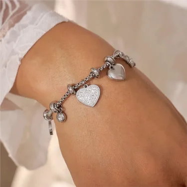 316L Stainless Steel Heart Charm Bracelets For Women 18k Gold Plated Various Pendants With Shining Zircon Women's Hand Bracelet 6